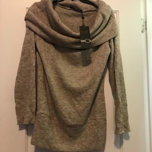 Beige cowl neck sweater, new with tags.